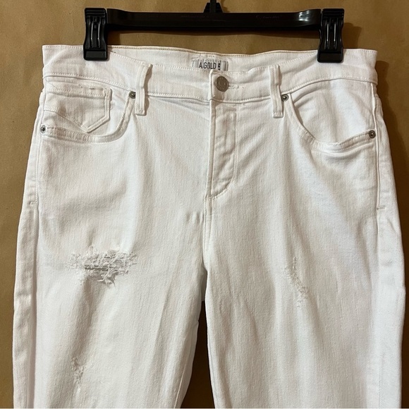 Agolde | Sophie Crop High Rise Distressed Skinny Jeans Raw Hem White Size 29 - Picture 3 of 16